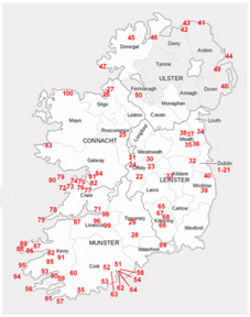 Map of 100 attractions in Ireland